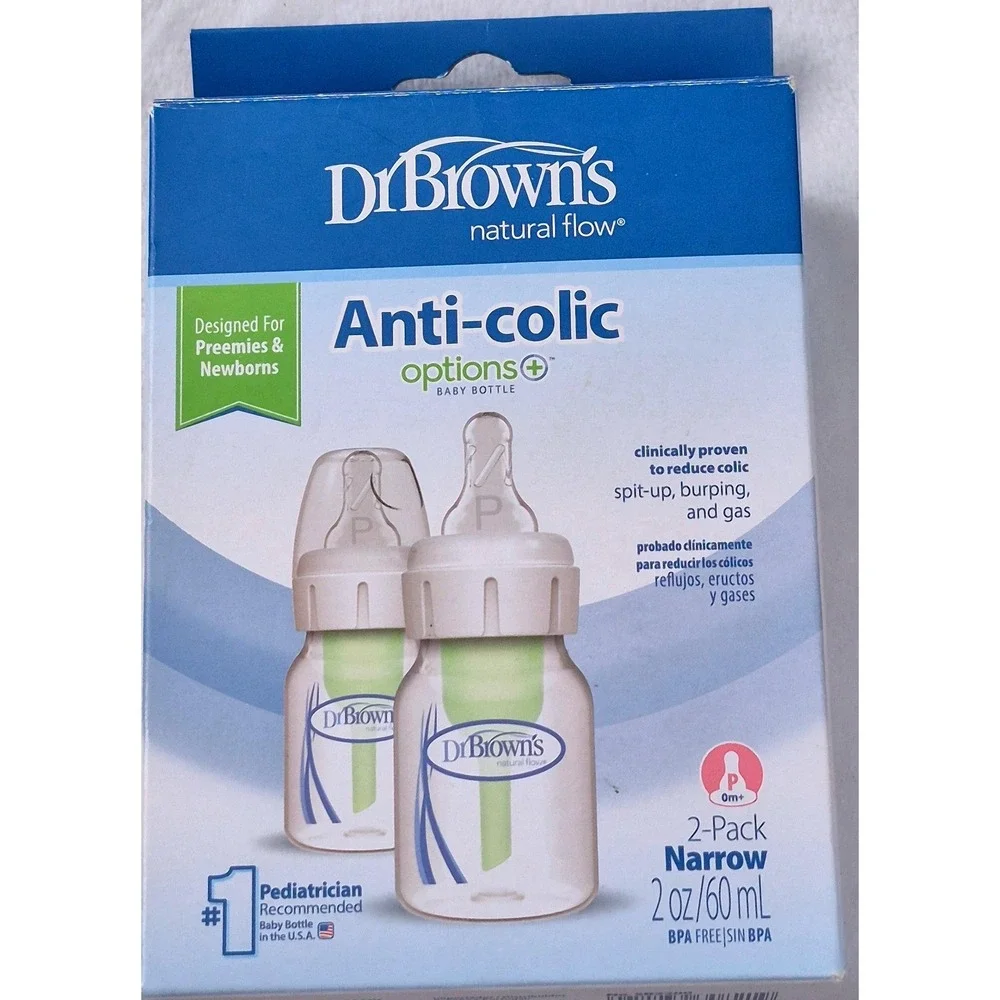 Dr. Brown's 2oz Options+ Anti‑Colic Narrow Baby Bottles‎ Preemie Flow – New